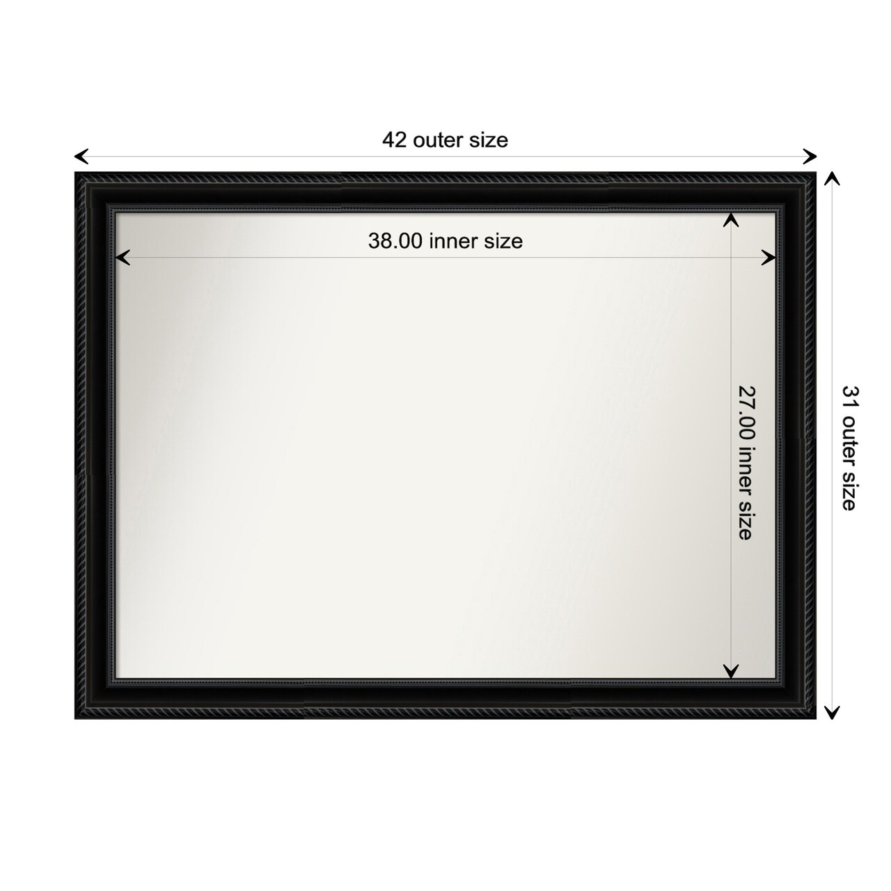 Amanti Art Non-Beveled Wall Mirror, Corded Black Frame